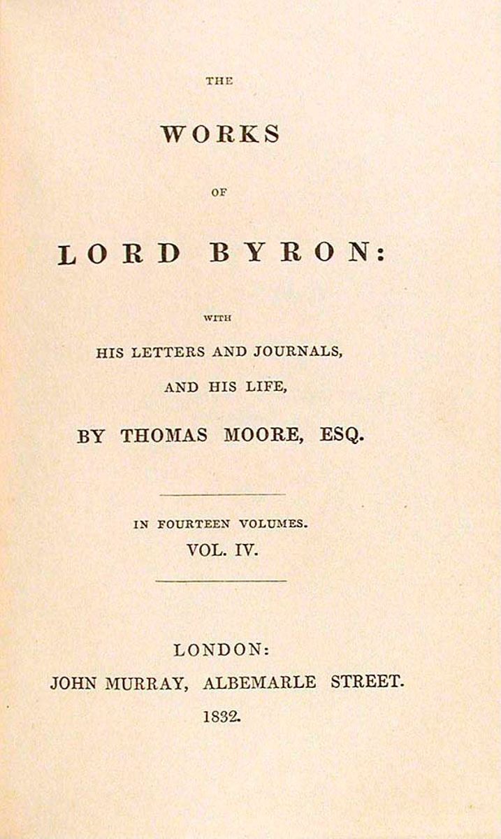 Byron Work Collection The Works of Lord Byron (Vol. IV)