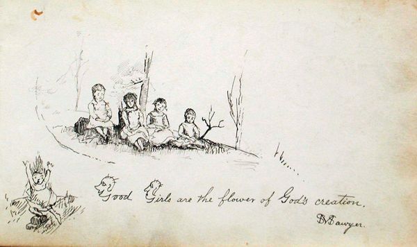 Four Seated Girls (recto), Bagpipe (verso)