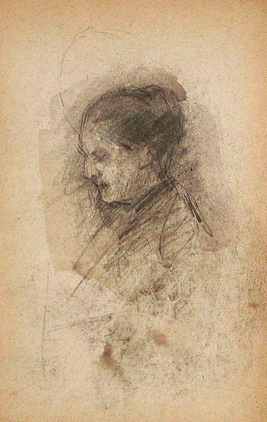 Elderly Woman (recto), Flower (verso)