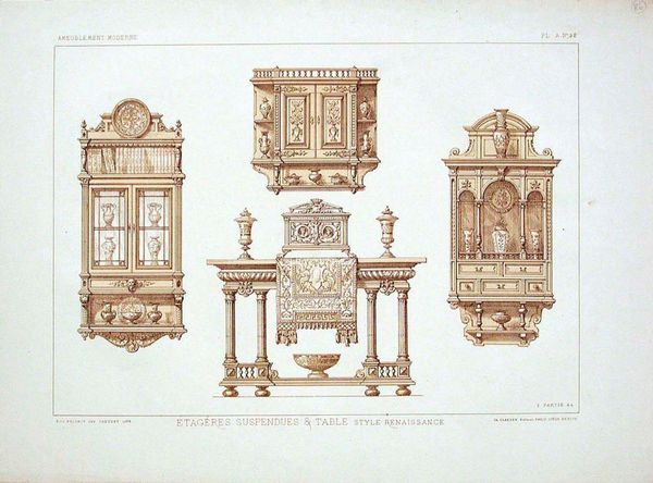 Hanging cupboard and renaissance style table