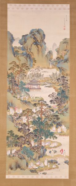 Cherry Apple and Peacocks on Rock 岩上孔雀図