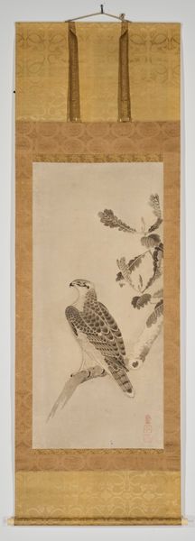 インドオールド 板絵 Carp in Waves (Zeshin) and Eagle on a Branch (Rosetsu reverse)