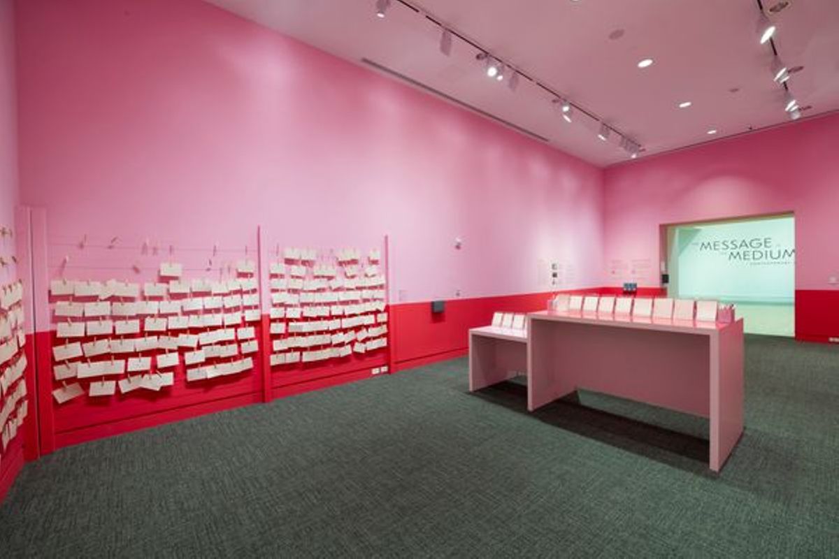 Installation view of El Tendedero/The Clothesline Indiana, November 18, 2022—September 10, 2013. Artwork © Mónica Mayer.