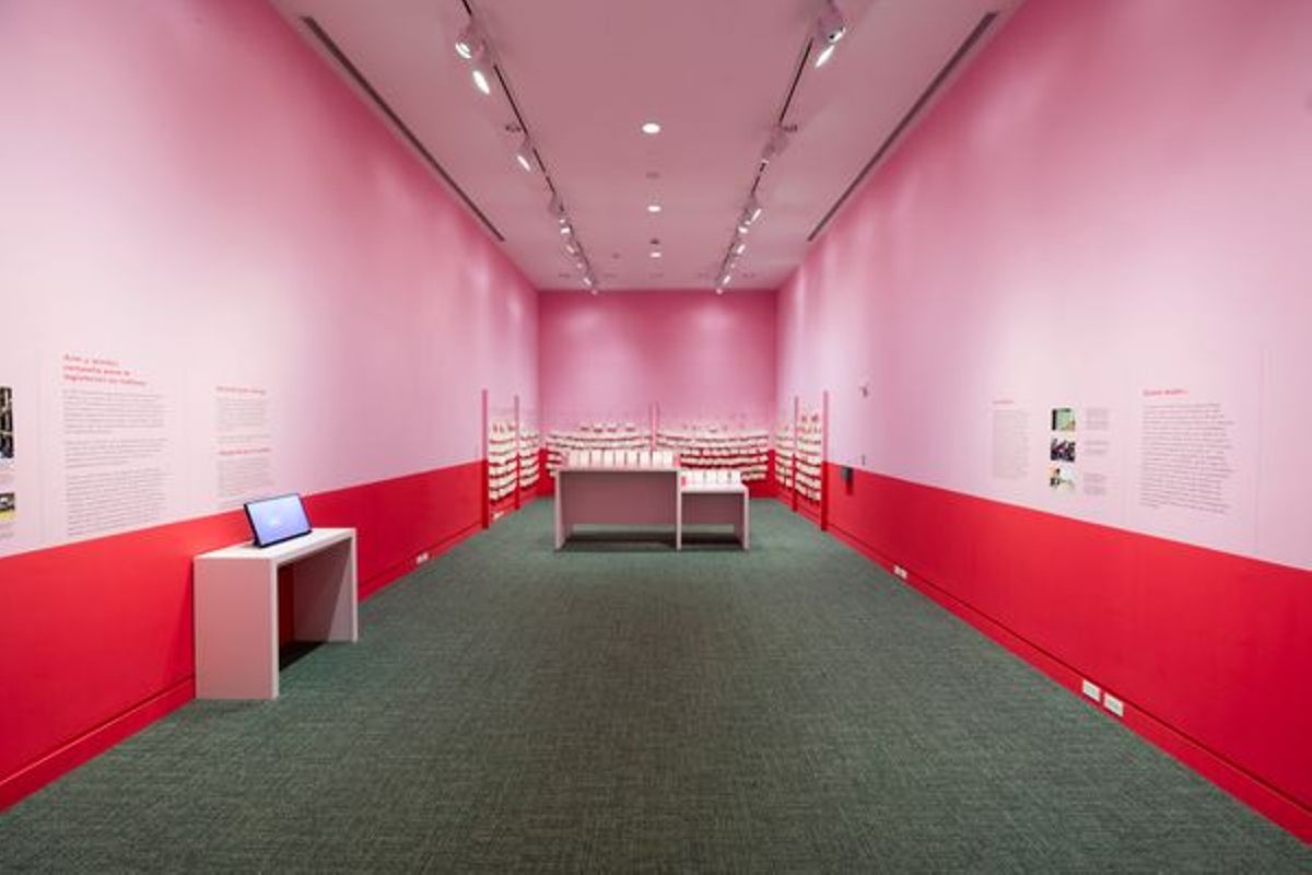 Installation view of El Tendedero/The Clothesline Indiana, November 18, 2022—September 10, 2013. Artwork © Mónica Mayer.