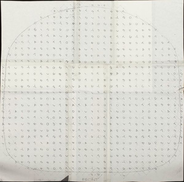 Needlepoint chair cushion pattern, taped b/w photocopy, by Alexander Girard